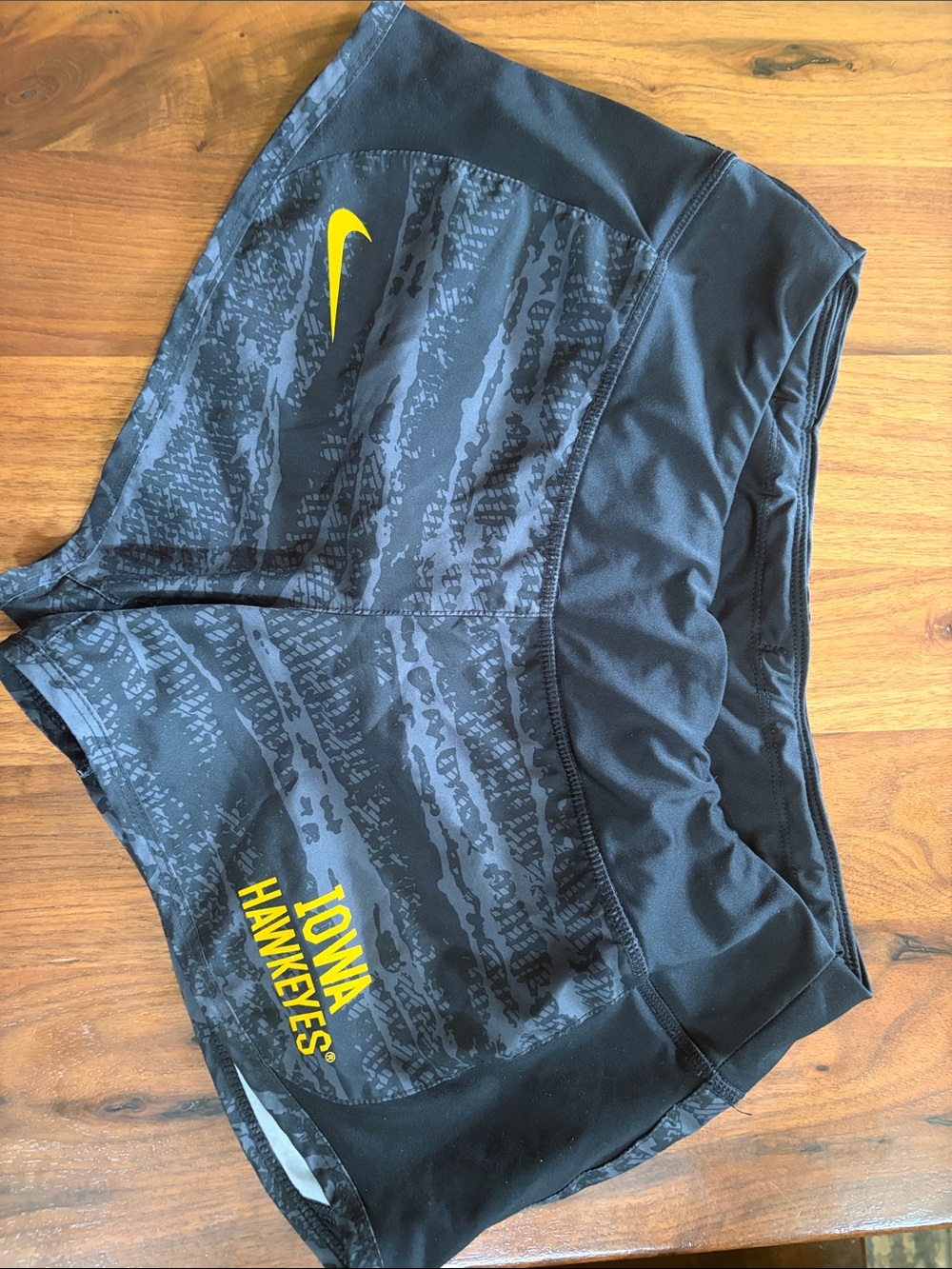 Nike Black and Yellow Iowa Hawkeyes Athletic Shorts